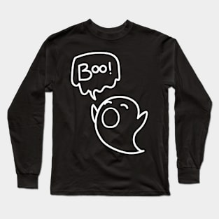 Cute Ghost Minimalist Aesthetic Halloween Design Long Sleeve T-Shirt